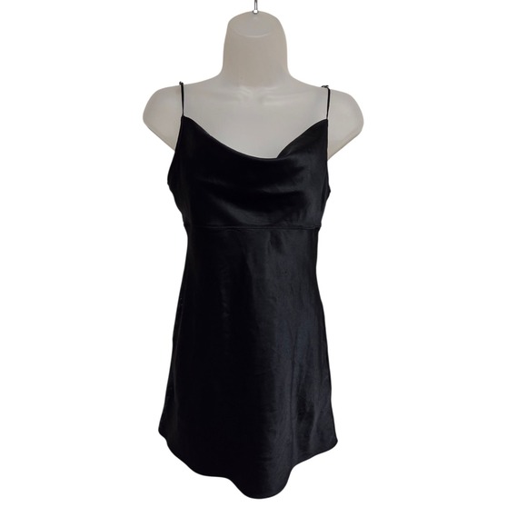 Victoria's Secret Mini Slip Dress Cowl Neck Lingerie‎ Black - Picture 1 of 5